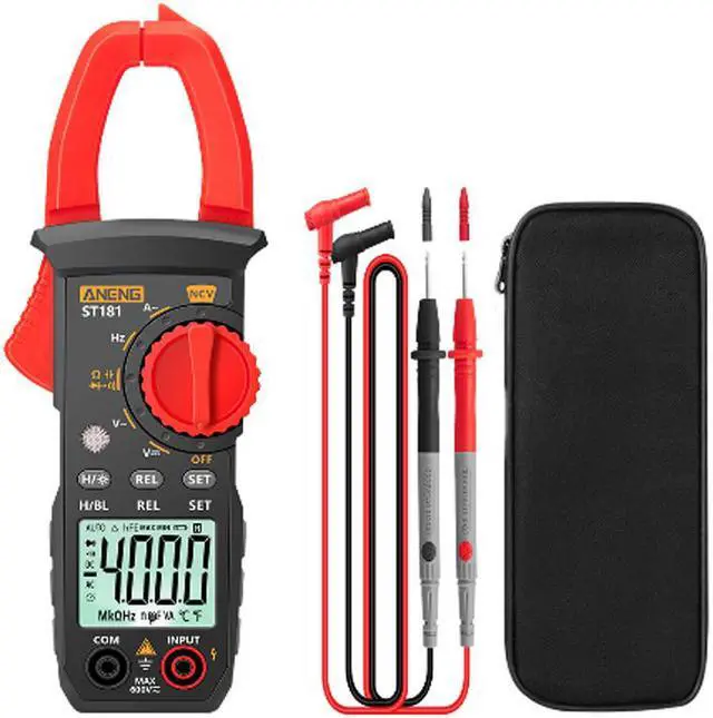Main image of ANENG ST181 Digital Clamp Meter DC/AC Current 4000 Counts Multimeter Ammeter Voltage Tester Car Amp Hz Capacitance NCV Ohm Test