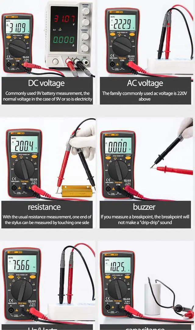 Alt view image 5 of 6 - ANENG M10 Digital Multimeter Transistor Tester Analog 6000 counts Multimetro Profesional Capacitor Inductance Meter rm101/zt102