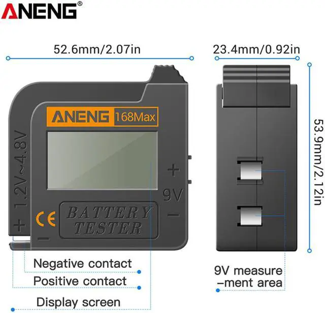 Alt view image 5 of 6 - ANENG 168Max Digital Lithium Battery Capacity Tester Universal Test Checkered load analyzer Display Check AAA AA Button Cell