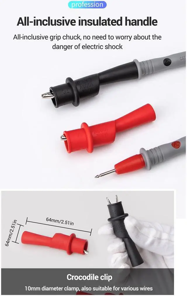 Alt view image 3 of 5 - 2020 New PT1033 Multimeter Test Lead 1000V Flame Retardant Needle Probe Silicone Cable