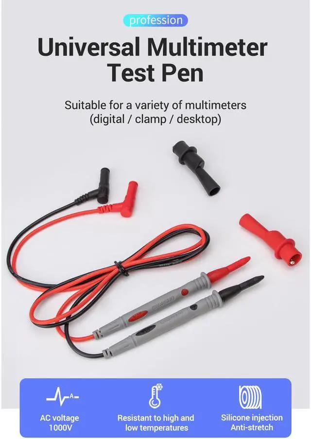 Alt view image 2 of 5 - 2020 New PT1033 Multimeter Test Lead 1000V Flame Retardant Needle Probe Silicone Cable