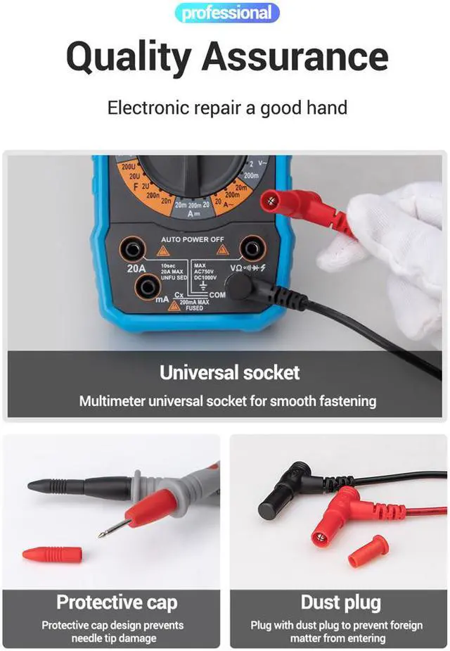 Alt view image 5 of 5 - 2020 New PT1033 Multimeter Test Lead 1000V Flame Retardant Needle Probe Silicone Cable