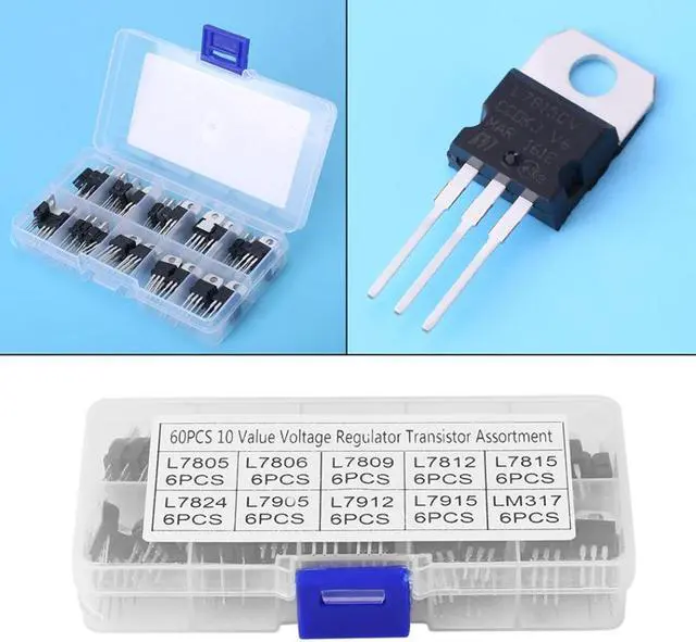 Alt view image 3 of 7 - 60pcs Assorted Transistor 10 Values L7805CV-LM317t Transistor Assortment Kit Set With Storage Box