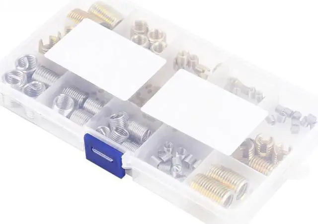 Alt view image 7 of 7 - 116 Pcs Self Tapping Thread Slotted Inserts and Steel Wire Thread Inserts Combination Set Thread Repair Tool