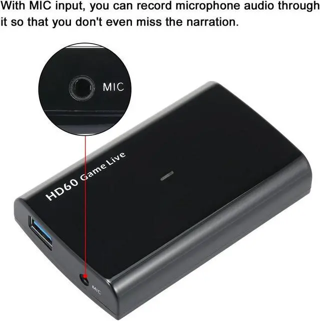 Alt view image 7 of 7 - Ezcap266 1080P HD Video Game Capture Box for Live Video Support 1080P Video Input and Output MIC Input Black