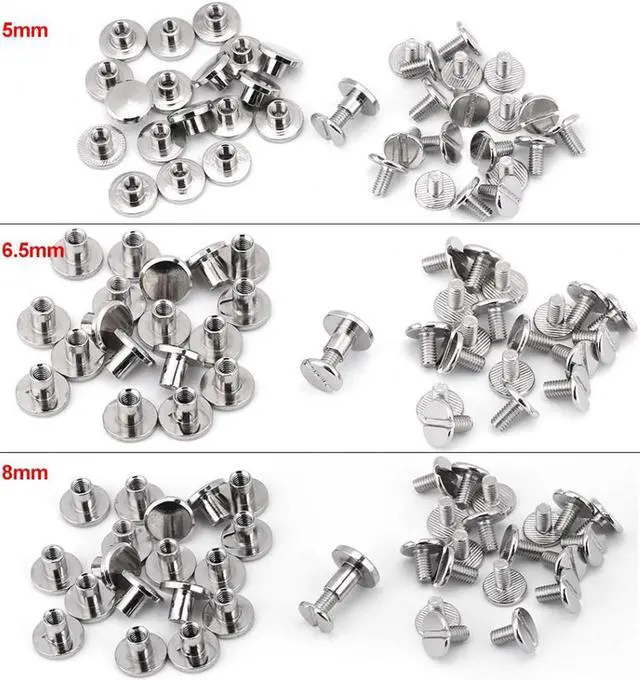 Alt view image 6 of 7 - 20pcs/Set Flat Head Screw Rivets Leather Belt Repair Supplies Durable Brass Threaded Flat Nut Nail Rivets Screws Tools - 8MM