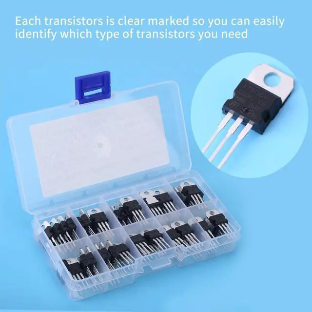 Alt view image 4 of 7 - 60pcs Assorted Transistor 10 Values L7805CV-LM317t Transistor Assortment Kit Set With Storage Box