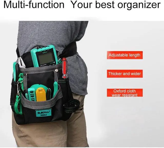 Alt view image 5 of 7 - ELECALL Tools Bag Waist Belt Bag Pocket Tool Storage Tool Pouch ELEB07 600D Oxford Cloth Hand Tools Hardware Storage Load 12kg