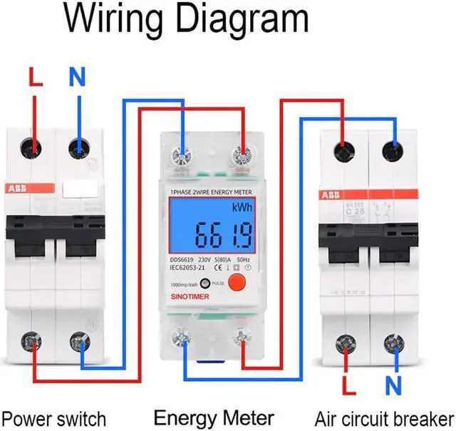 Alt view image 2 of 6 - Digital Power Energy Meter Voltage Wattmeter Multi-function Digital Meter Power Energy Analyzer Electronic Din Rail 230V