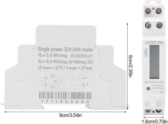 Alt view image 3 of 5 - Newstyle Din-rail Energy Meter Digital Single Phase Electric Meter 220V 5-32A Electronic KWh Meter High Accuracy Measuring Tool