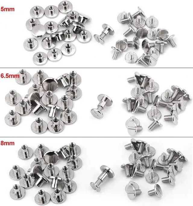 Alt view image 6 of 7 - 20pcs/Set Flat Head Screw Rivets Leather Belt Repair Supplies Durable Brass Threaded Flat Nut Nail Rivets Screws Tools - 5MM