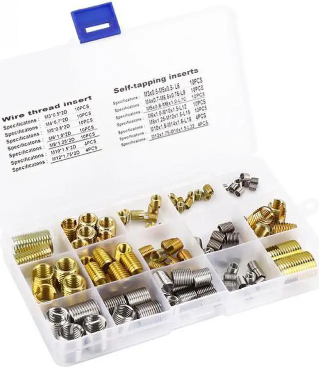 Main image of 116 Pcs Self Tapping Thread Slotted Inserts and Steel Wire Thread Inserts Combination Set Thread Repair Tool
