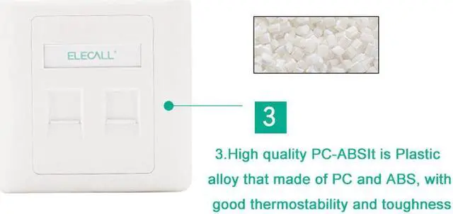 Alt view image 6 of 6 - Electric 2 Ports RJ45 Network Socket Wall Mount Outlet Wall Plate Network Module Panel Connector CAT5e RJ45 Computer Port