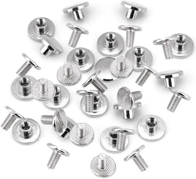 Main image of 20pcs/Set Flat Head Screw Rivets Leather Belt Repair Supplies Durable Brass Threaded Flat Nut Nail Rivets Screws Tools - 8MM