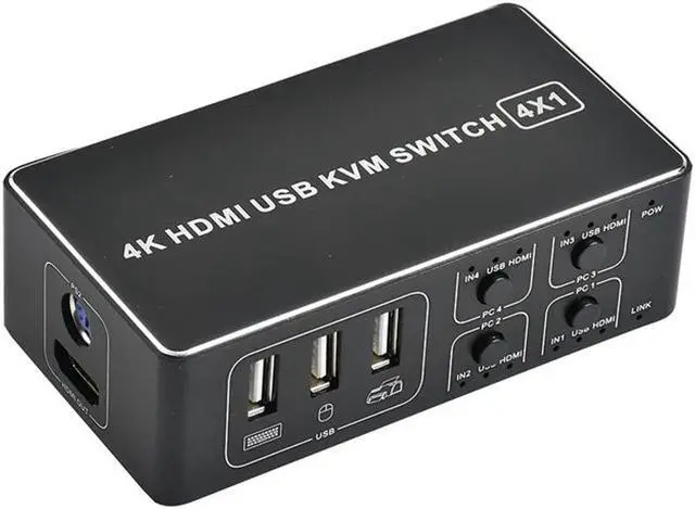 Main image of 4 port 4K HDMI KVM Switch Splitter Box USB HDMI 4K KVM Switcher Selector Control Up To 4 Monitors for Mac Windows 10