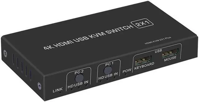 Alt view image 6 of 7 - 4K HDMI USB KVM Switcher Extender 2X1 Dual Ports HDMI+USB In To HDMI+USB Out For Windows10 Macs