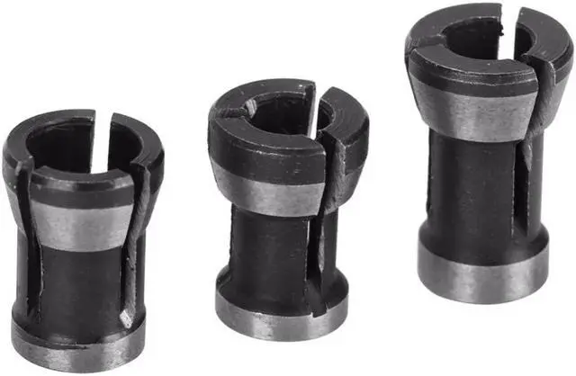 Alt view image 5 of 5 - 3pcs 6mm 6.35mm 8mm Collet Chuck Adapter Woodworking Milling Trimming Cutter Chuck Engraving Head HSS Conversion Chuck