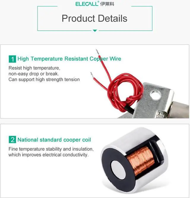 Alt view image 5 of 6 - ELECALL EML2-3 DC12V Electronic Lock For Magnetic Automatic Door Lock Smart Control System