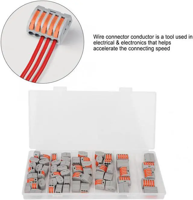 Alt view image 4 of 6 - 60 Pcs Electric Cable Connector Universal Quick Connecting Terminal Wiring Cable Connector Block Threader Splitter