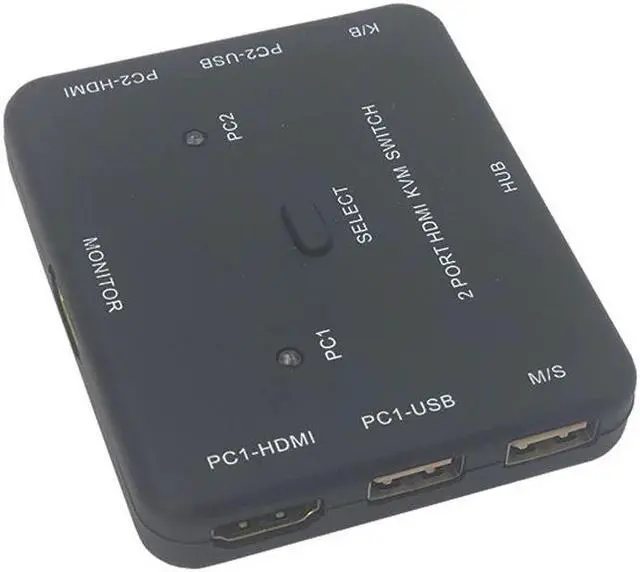 Alt view image 6 of 6 - USB HDMI KVM Switcher 2-port 4K HDMI USB Mouse&Keyboard Monitor Selector Sharing HDMI Switch KVM With Usb