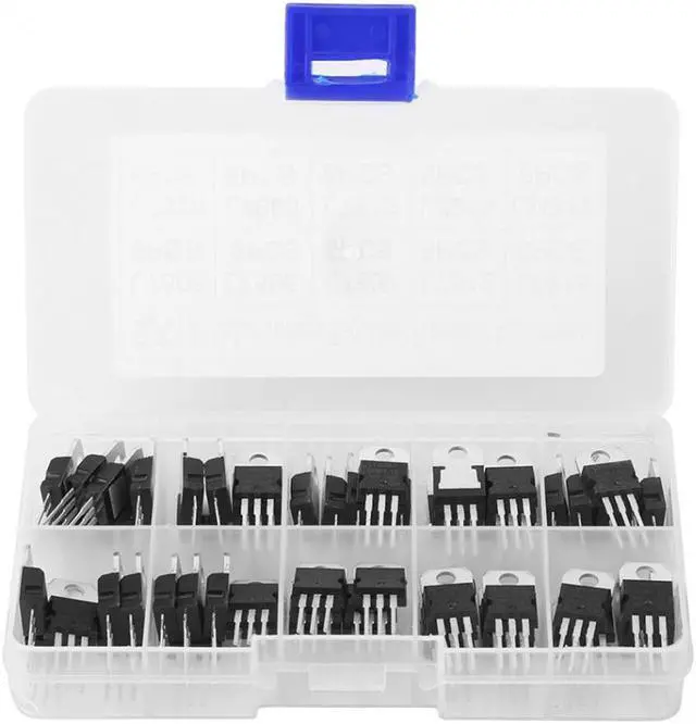 Main image of 60pcs Assorted Transistor 10 Values L7805CV-LM317t Transistor Assortment Kit Set With Storage Box