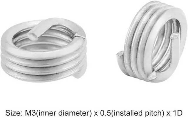 Alt view image 3 of 6 - 100pcs/Lot M3 x 0.5 x 1D Screw Thread Insert Stainless Steel Coiled Wire Inserts Helical Tapping Screws Repair Tools Fasteners