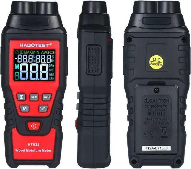Alt view image 6 of 7 - HABOTEST Wood Moisture Meter 0-99.9% Digital Wood Hydrometer with 2 Pin Probe Wood Moisture Tester