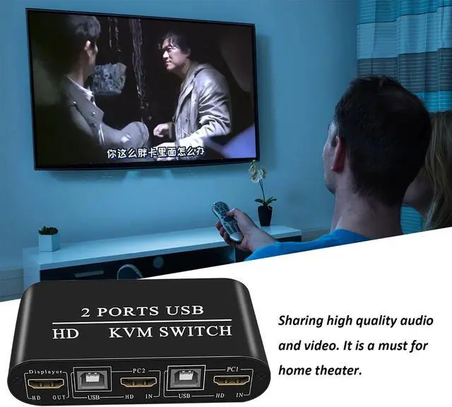 Alt view image 7 of 7 - KH21 4K30Hz Switcher HD USB KVM 2 Port Splitter for Sharing Monitor Keyboard Mouse Printer Plug And Play HD Audio Extractor Spdif Video Converter Video Adapter