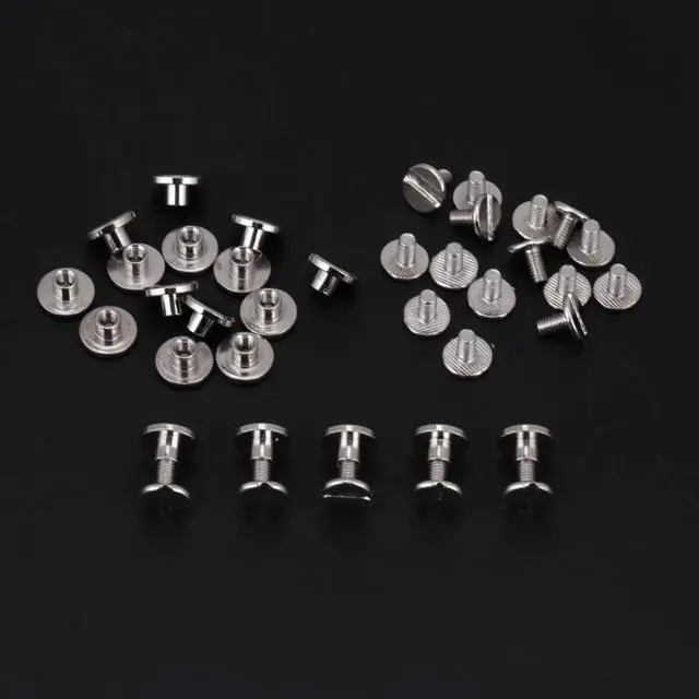 Alt view image 2 of 7 - 20pcs/Set Flat Head Screw Rivets Leather Belt Repair Supplies Durable Brass Threaded Flat Nut Nail Rivets Screws Tools - 8MM