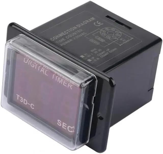 Alt view image 3 of 6 - T3D-C Digital LED Time Counter Timer Delay Time Relay 8-Pin 99.9/999 SEC 220VAC Digital Time Counter