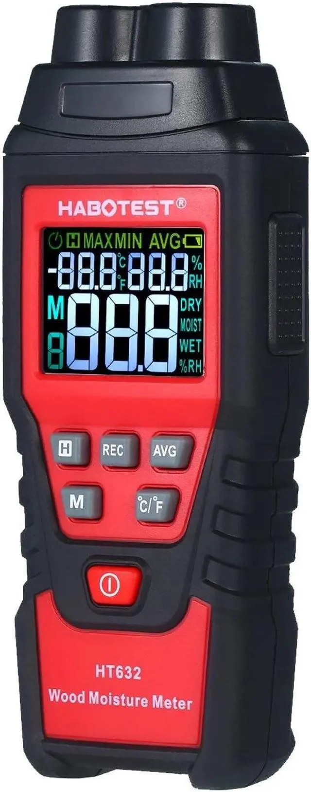Alt view image 7 of 7 - HABOTEST Wood Moisture Meter 0-99.9% Digital Wood Hydrometer with 2 Pin Probe Wood Moisture Tester