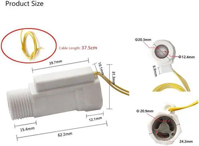 Alt view image 3 of 3 - ELECALL Plastic Float Switch Water Level Controller Sensor 110V EFS-03P Small Piston Type