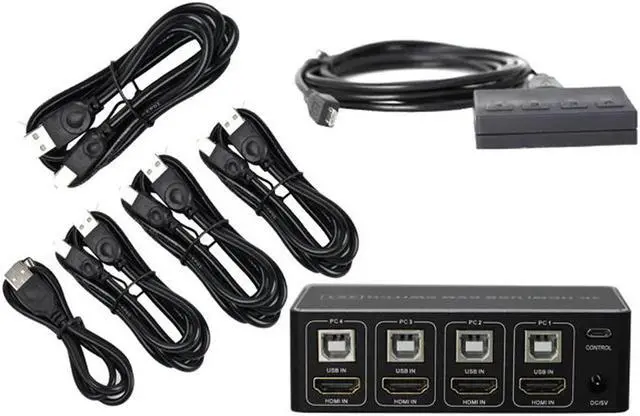 Alt view image 4 of 7 - 4 port 4K HDMI KVM Switch Splitter Box USB HDMI 4K KVM Switcher Selector Control Up To 4 Monitors for Mac Windows 10