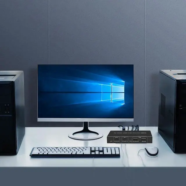 Alt view image 2 of 7 - 4K HDMI USB KVM Switcher Extender 2X1 Dual Ports HDMI+USB In To HDMI+USB Out For Windows10 Macs