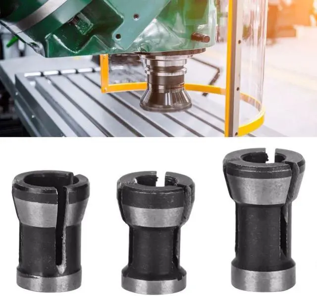 Alt view image 3 of 5 - 3pcs 6mm 6.35mm 8mm Collet Chuck Adapter Woodworking Milling Trimming Cutter Chuck Engraving Head HSS Conversion Chuck