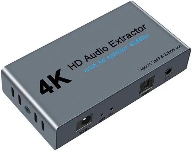 Alt view image 5 of 7 - E12 4K 60HZ HD Video Extractor with Optical Toslink Splitter Spdif&3.5mm AUX Stereo Video Converter HD 1.4 Splitter 1 IN 2 OUT Audio Adapter