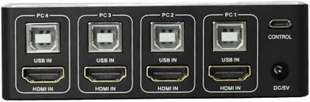 Alt view image 6 of 7 - 4 port 4K HDMI KVM Switch Splitter Box USB HDMI 4K KVM Switcher Selector Control Up To 4 Monitors for Mac Windows 10