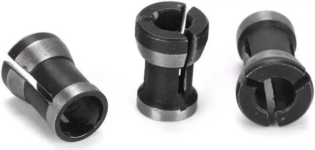 Alt view image 4 of 5 - 3pcs 6mm 6.35mm 8mm Collet Chuck Adapter Woodworking Milling Trimming Cutter Chuck Engraving Head HSS Conversion Chuck