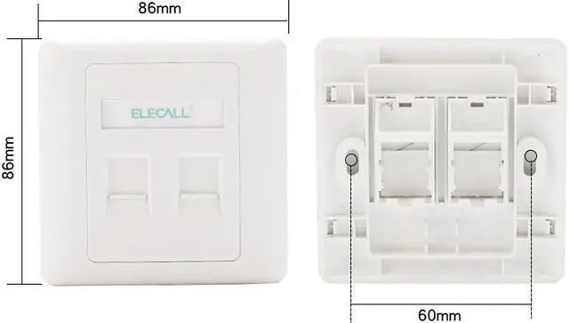 Alt view image 2 of 6 - Electric 2 Ports RJ45 Network Socket Wall Mount Outlet Wall Plate Network Module Panel Connector CAT5e RJ45 Computer Port