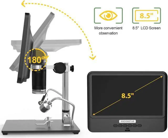 Alt view image 2 of 7 - Andonstar AD208S 8.5 Inch LCD Display Screen 5X-1200X Digital Microscope 1280 * 800 Adjustable 1080P Scope Soldering Tool with Two Fill Lights