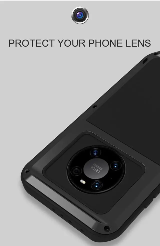 Alt view image 5 of 7 - LOVE MEI Shock Dirt Proof Water Resistant Metal Armor Cover Phone Case for HUAWEI Mate 40 Pro - Army Green