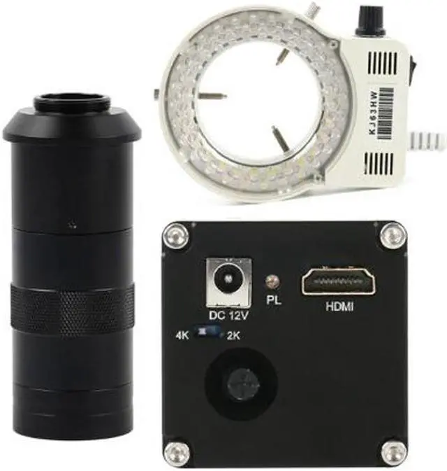 Main image of 2K 4K 1080P HDMI Digital Industrial Video Microscope Camera & 100X C-Mount Lens Whit 56-LED Adjustable Ring Light For Phone PCB Soldering