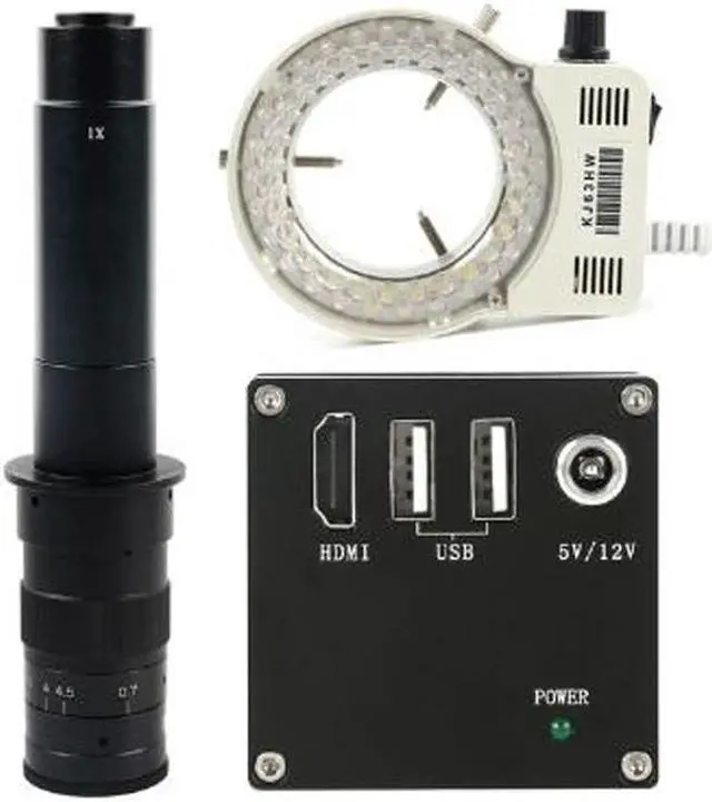 Main image of 2MP 1080P HDMI Industrial Video Microscope Camera & 300X C-Mount Lens Whit 56-LED Adjustable Ring Light For Phone Tablet PC PCB IC Observe Soldering