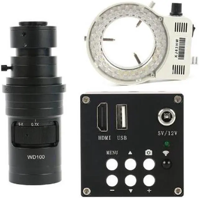 Main image of NEW 16MP HDMI Industrial Video Microscope & 200X C-Mount Lens & 56 LED Adjustable Microscope Ring Light Support U disk Storage Video