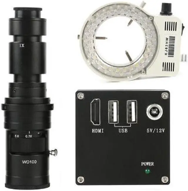 Main image of HD 2K HDMI Measurement Video Microscope Camera U Disk Storage Video Recorder & Adjustable 56-LED Microscope Lamp & 500X C-Mount Lens For Phone PCB Soldering