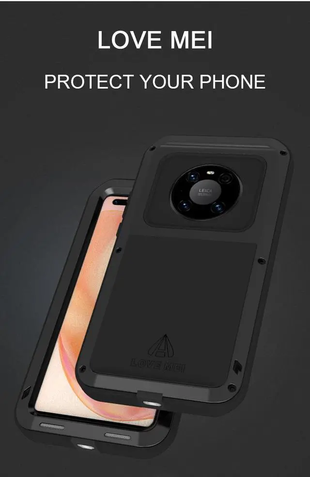 Alt view image 4 of 7 - LOVE MEI Shock Dirt Proof Water Resistant Metal Armor Cover Phone Case for HUAWEI Mate 40 Pro - Army Green