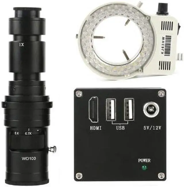 Main image of 2MP 1080P HDMI Industrial Video Microscope Camera & 500X C-Mount Lens Whit 56-LED Adjustable Ring Light For Phone Tablet PC PCB IC Observe Soldering