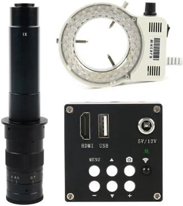 Main image of 16MP HDMI Industrial Video Microscope & 300X C-Mount Lens & 56 LED Adjustable Microscope Ring Light Support U disk Storage Video