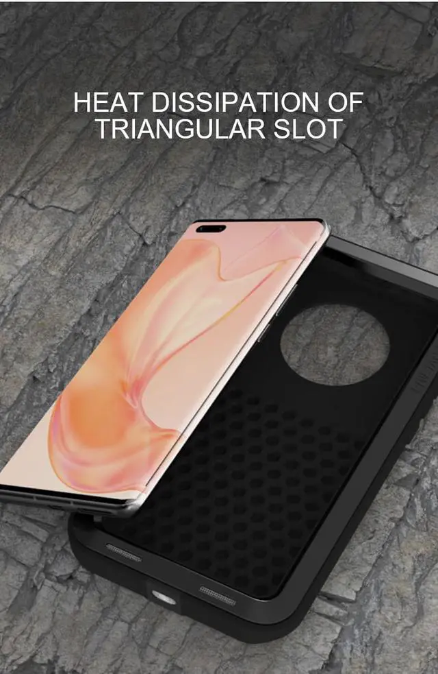 Alt view image 6 of 7 - LOVE MEI Shock Dirt Proof Water Resistant Metal Armor Cover Phone Case for HUAWEI Mate 40 Pro - Black