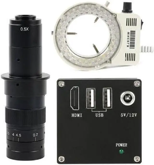 Main image of 2MP 1080P HDMI Industrial Video Microscope Camera & 180X C-Mount Lens Whit 56-LED Adjustable Ring Light For Phone Tablet PC PCB IC Observe Soldering